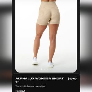 NWOT Alphalete Alphalux Wonder short 6 inch in color hazelnut